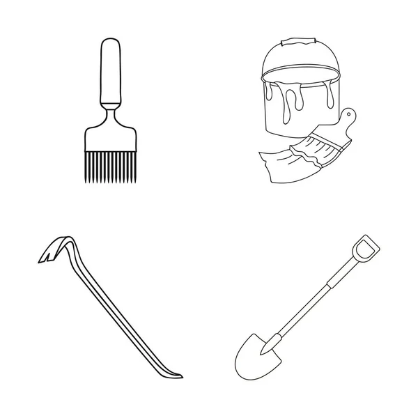 Geïsoleerde object van gereedschap en bouw teken. Collectie van gereedschap- en timmerwerk vector pictogram voor voorraad. — Stockvector