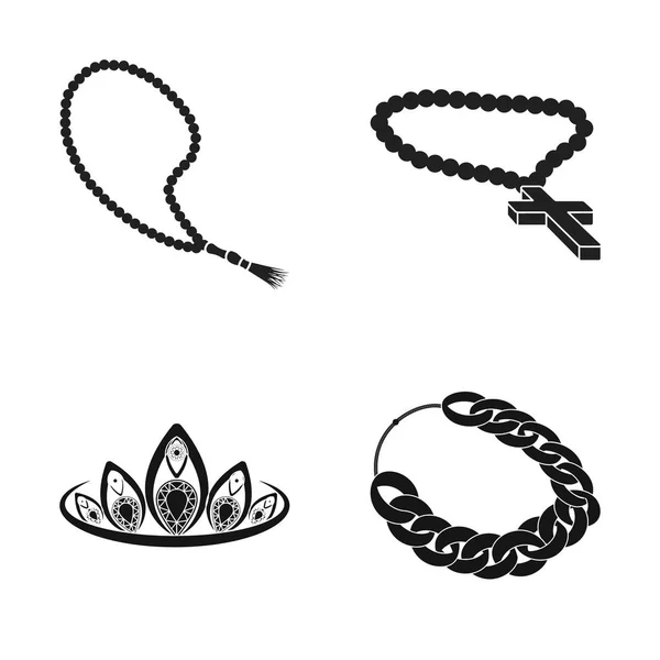 Illustration vectorielle de bijoux et icône de collier. Collection de bijoux et pendentif stock symbole pour le web . — Image vectorielle