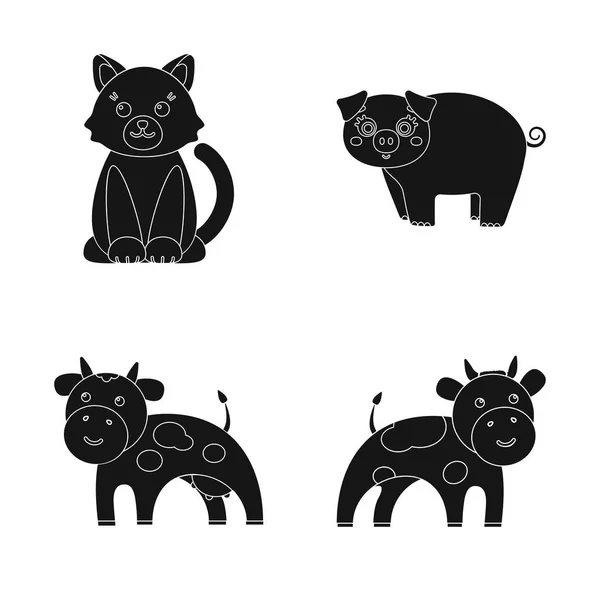 Ilustración vectorial del icono animal y hábitat. Conjunto de animales y animales de granja símbolo para la web . — Archivo Imágenes Vectoriales