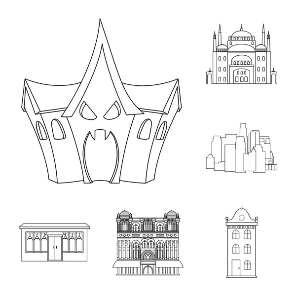 Diseño vectorial del edificio y logotipo de la ciudad. Conjunto de edificio y símbolo de stock de negocio para web . — Vector de stock