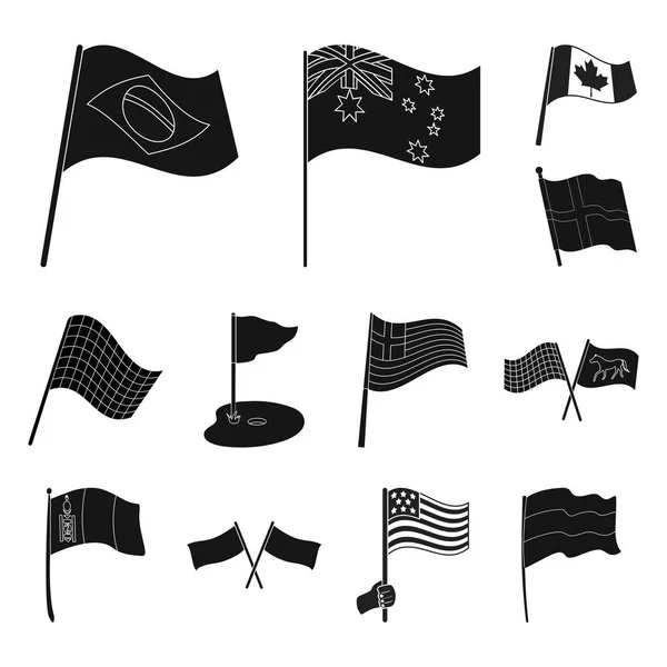 Objet isolé du monde et signe du drapeau. Ensemble d'icône vectorielle monde et ruban pour stock . — Image vectorielle