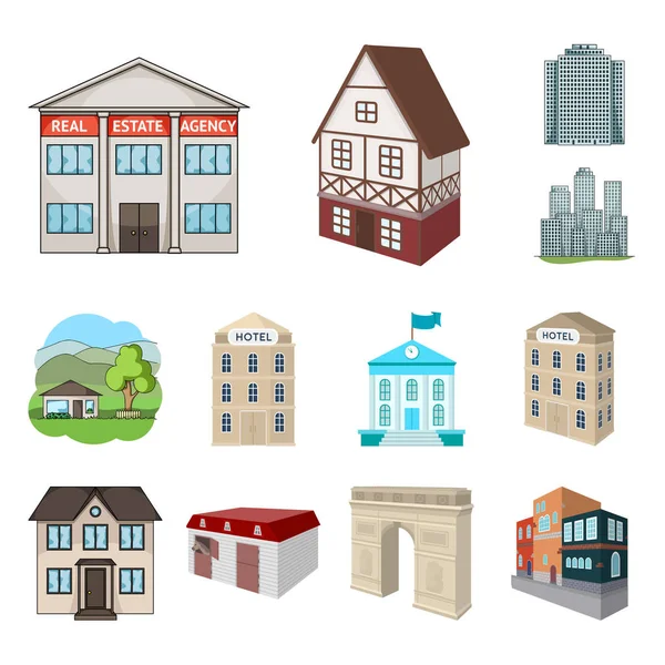 Векторное проектирование здания и городского символа. Набор векторных иллюстраций для строительства и бизнеса . — стоковый вектор