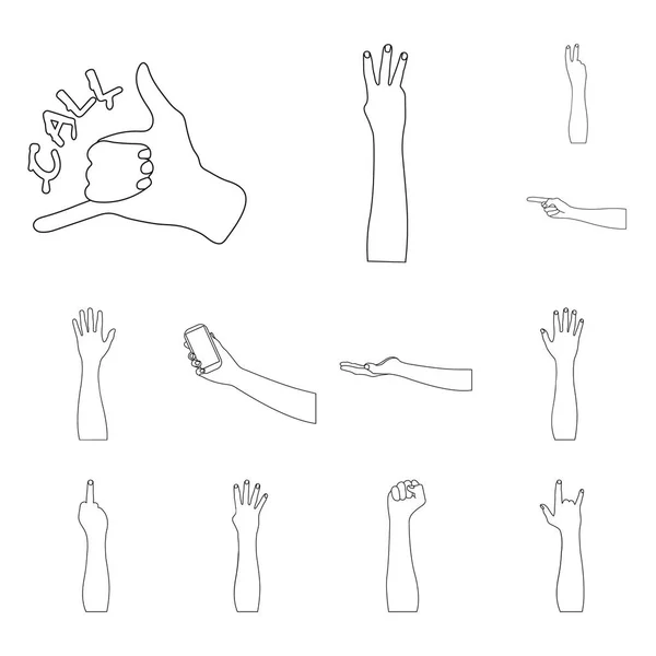 Geïsoleerde object van animatie en duim symbool. Set geanimeerd en gebaar aandelensymbool voor web. — Stockvector
