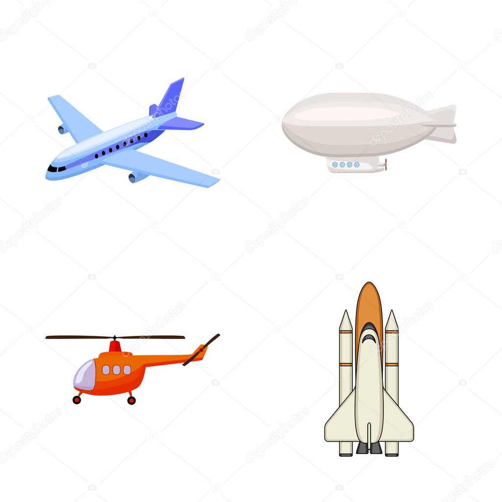 Vector illustration of transport and object symbol. Collection of transport and gliding  stock symbol for web.