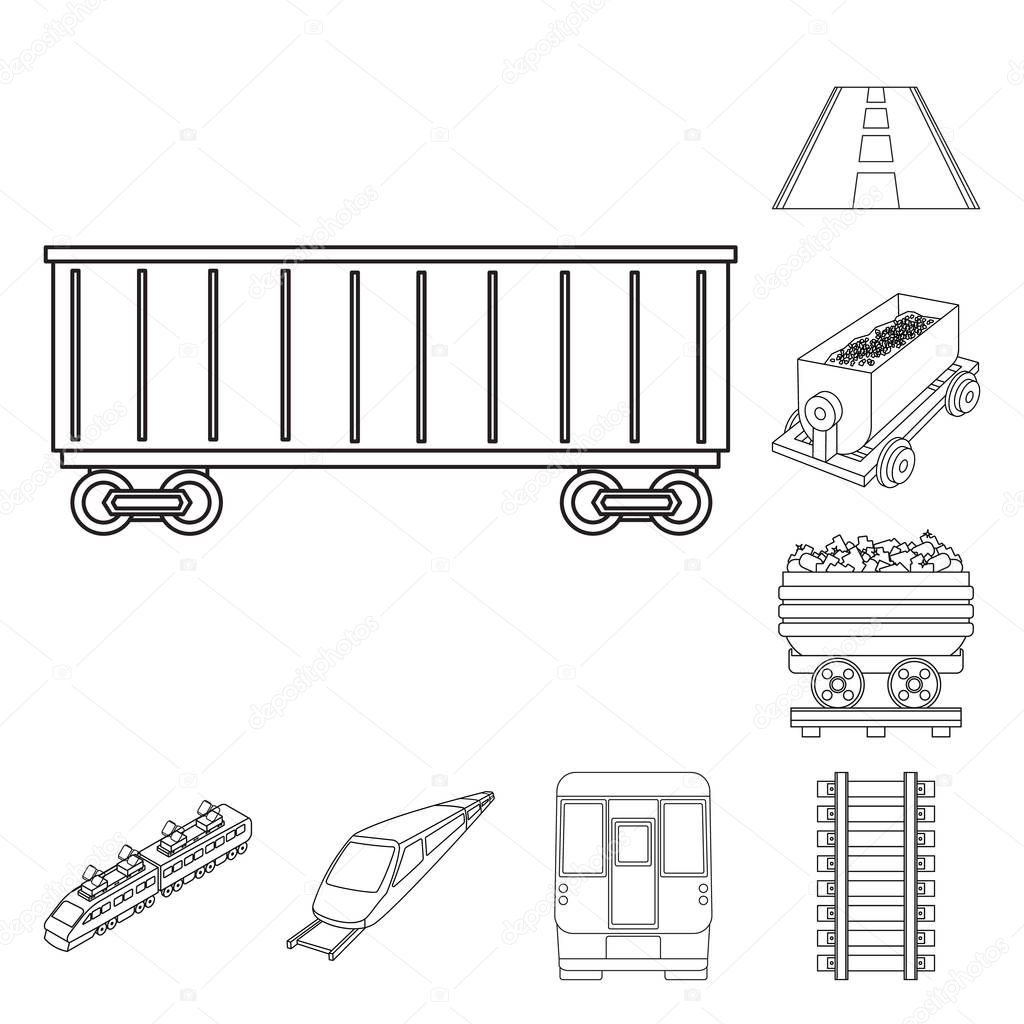 Isolated object of railroad and train sign. Set of railroad and way stock symbol for web.