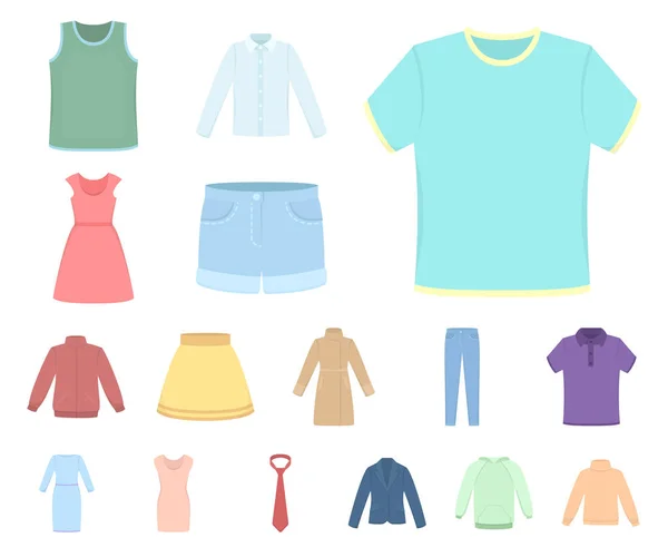 Verschiedene Arten von Kleidung Cartoon-Symbole in Set-Kollektion für das Design. Kleidung und Stil Vektor Symbol Stock Web Illustration. — Stockvektor