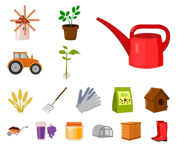 Ferme et jardinage icônes de bande dessinée dans la collection ensemble pour la conception. Agritourisme et équipement symbole vectoriel stock illustration web . — Image vectorielle