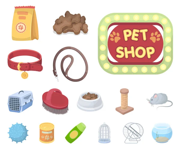 Pet shop cartoon icons in set collection for design.The goods for animals vector symbol stock web illustration. — Stock Vector
