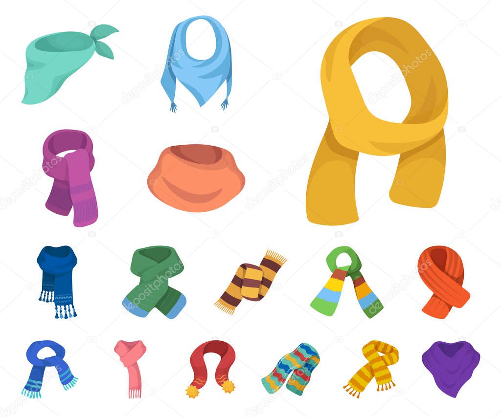Scarf and Shawl cartoon icons in set collection for design.Clothes and Accessory vector symbol stock illustration.