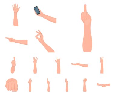 Set koleksiyonu tasarım için onların anlamı karikatür simgeleri ve hareketler. Duygusal iletişim vektör simge stok web illüstrasyon parçası.