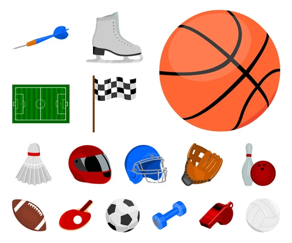 Verschiedene Arten von Sport-Cartoon-Ikonen in Set-Kollektion für Design. Sport Ausrüstung Vektor Symbol Stock Web Illustration. — Stockvektor