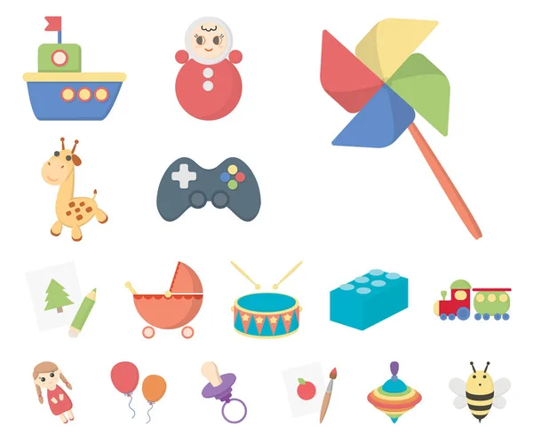 Childrens toy cartoon icons in set collection for design. Game and bauble vector symbol stock web illustration. — Stock Vector