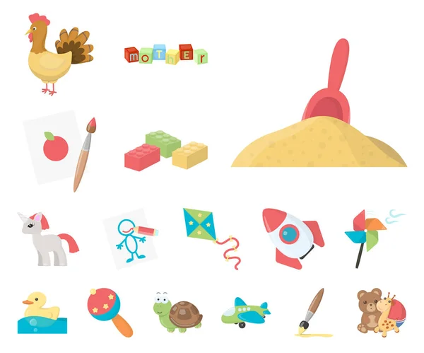 Childrens toy cartoon pictogrammen in set collectie voor design. Spel en bauble symbool voorraad web vectorillustratie. — Stockvector
