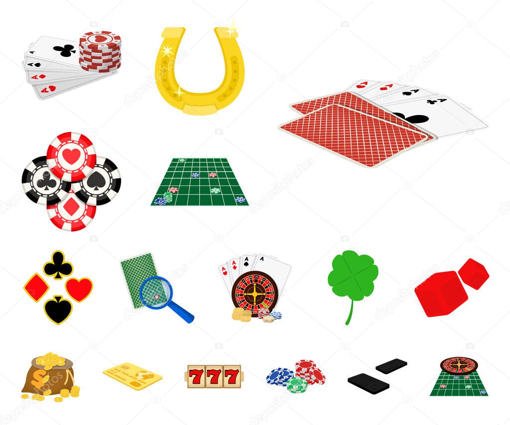 Casino and equipment cartoon icons in set collection for design. Gambling and money vector symbol stock  illustration.