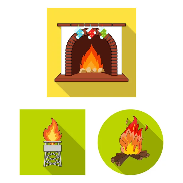 Vector design of fire and flame icon. Set of fire and fireball vector icon for stock. — Stock Vector