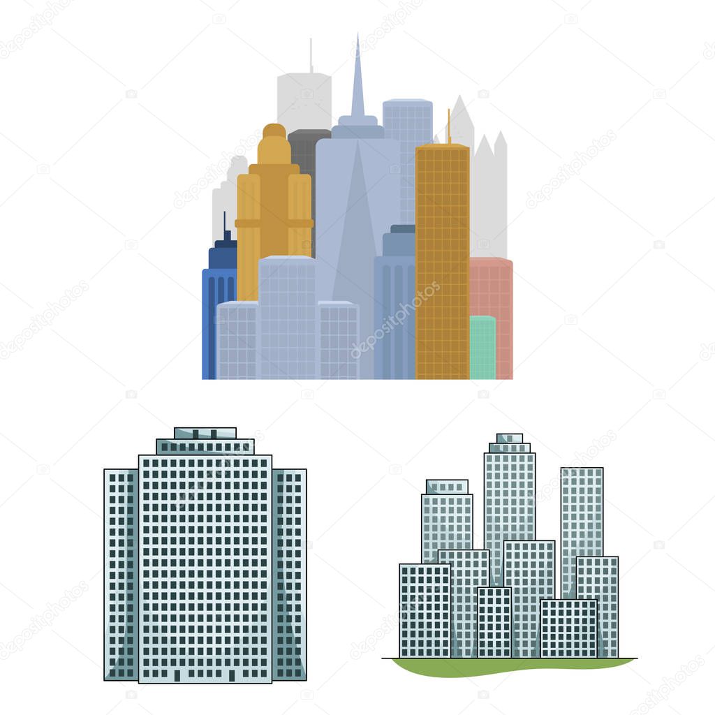 Isolated object of building and high icon. Collection of building and business vector icon for stock.