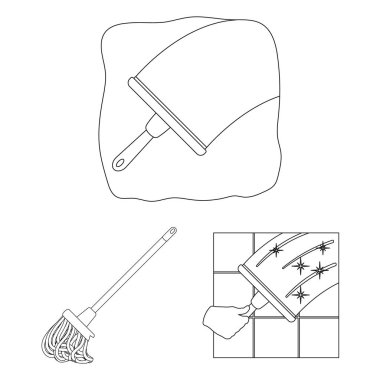 Paspas tasarımını vektör ve işareti süpürge. Paspas ve hisse senedi için temiz vektör simge kümesi.