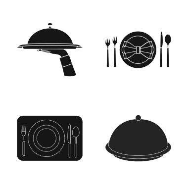 Plaka ve görgü kuralları simge vektör Illustration. Plaka ve akşam yemeği hisse senedi vektör çizim topluluğu.