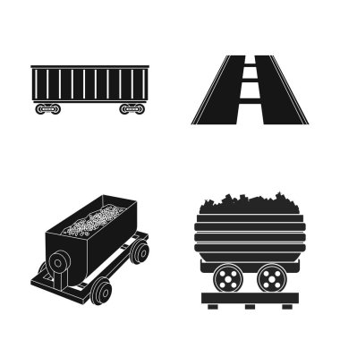Tren ve tren simge vektör tasarımı. Hisse senedi için demiryolu ve yol vektör simge kümesi.