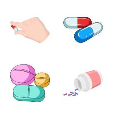Hap ve tıp logo vektör Illustration. Vitamin ve pill hisse senedi vektör çizim topluluğu.