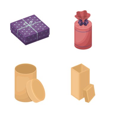 Karton ve teslimat simge vektör Illustration. Karton ve etiket stok vektör çizim topluluğu.