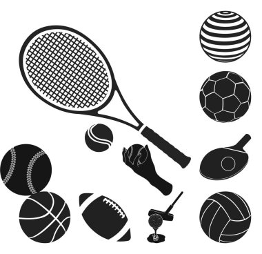 Topu ve futbol logo vektör Illustration. Hisse senedi için topu ve basketbol vektör simge topluluğu.
