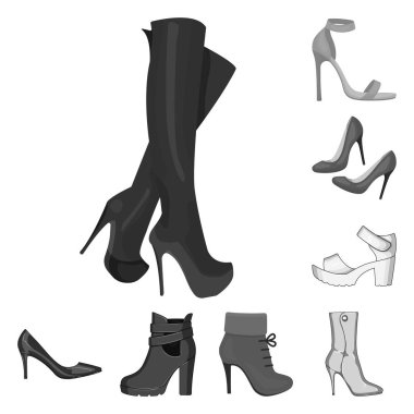 Topuk ve yüksek işaret vektör tasarımı. Topuk ve stiletto vektör simgesini hissenin topluluğu.