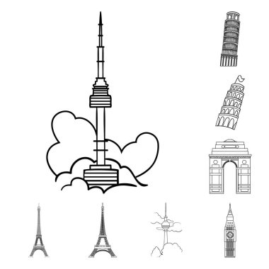 Sokak ve mimari logo vektör tasarımı. Hisse senedi için sokak ve tur vektör simge kümesi.