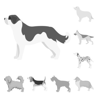 Şirin izole nesnesini ve köpek yavrusu simgesi. Hisse senedi için şirin ve hayvan vektör simge kümesi.