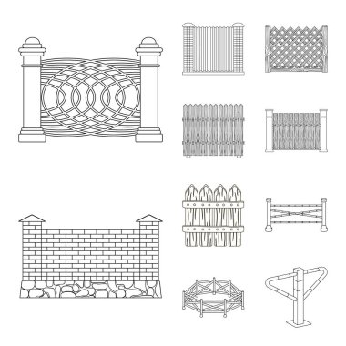 İşareti kapı ve çit tasarım vektör. Hisse senedi için kapı ve duvar vektör simge topluluğu.