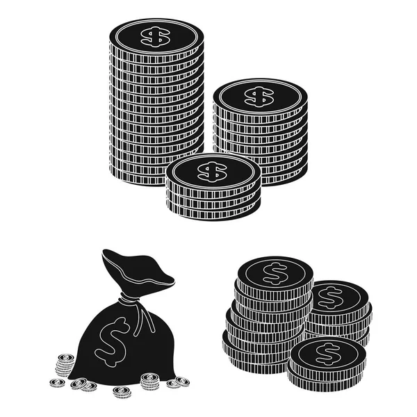 Izolovaný objekt symbolu mince a poklad. Sbírka mincí a peníze akcií vektorové ilustrace. — Stockový vektor
