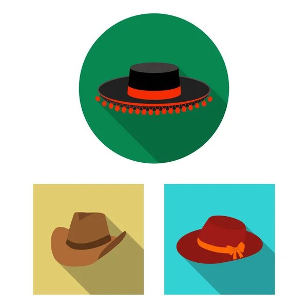帽子とキャップ アイコンの孤立したオブジェクト。ストックの帽子とモデルのベクター アイコンのセット. — ストックベクタ