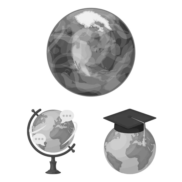 Izolovaný objekt globe a světové značky. Kolekce globe a země vektorové ilustrace. — Stockový vektor