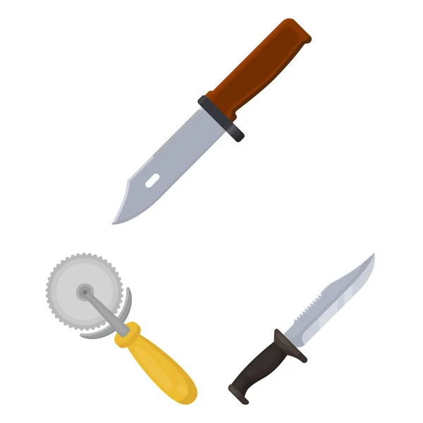Objeto aislado de cuchillo e icono de corte. Conjunto de cuchillo e icono de vector plano para stock . — Vector de stock