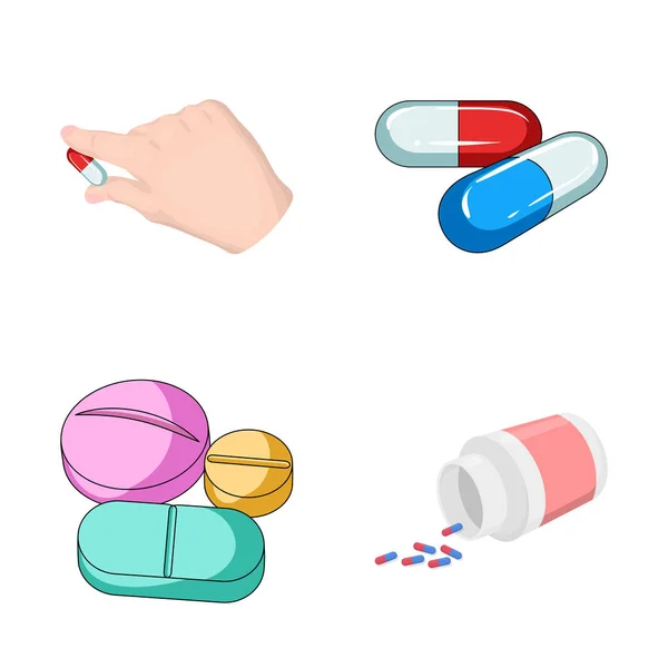 药丸和医学标志的载体例证。药丸和维生素储备载体的汇集例证. — 图库矢量图片