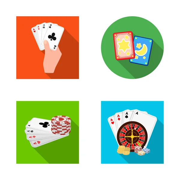 Objeto aislado de juego y logotipo mágico. Conjunto de ilustración de vectores de juego y poker stock . — Vector de stock