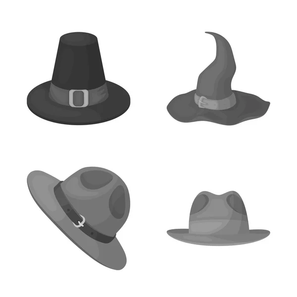모자와 모자 상징의 벡터 디자인입니다. 모자와 모델 재고 벡터 일러스트 레이 션의 설정. — 스톡 벡터