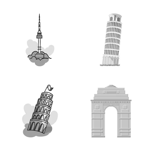 Objeto aislado de calle y signo de arquitectura. Conjunto de ilustración vectorial de calle y tour stock . — Vector de stock