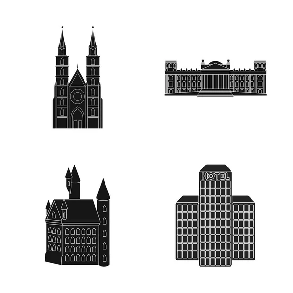 Objeto aislado de edificio y símbolo de ciudad. Colección de icono de construcción y vector de negocio para stock . — Vector de stock