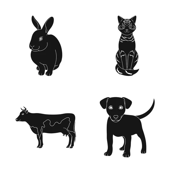 Projeto vetorial do logotipo do animal e do habitat. Coleta de animal e símbolo de estoque de fazenda de web . —  Vetores de Stock