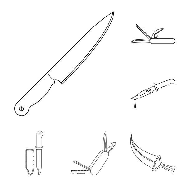 Objeto aislado de cuchillo y símbolo de corte. Juego de cuchillo y símbolo de culata plana para web . — Vector de stock