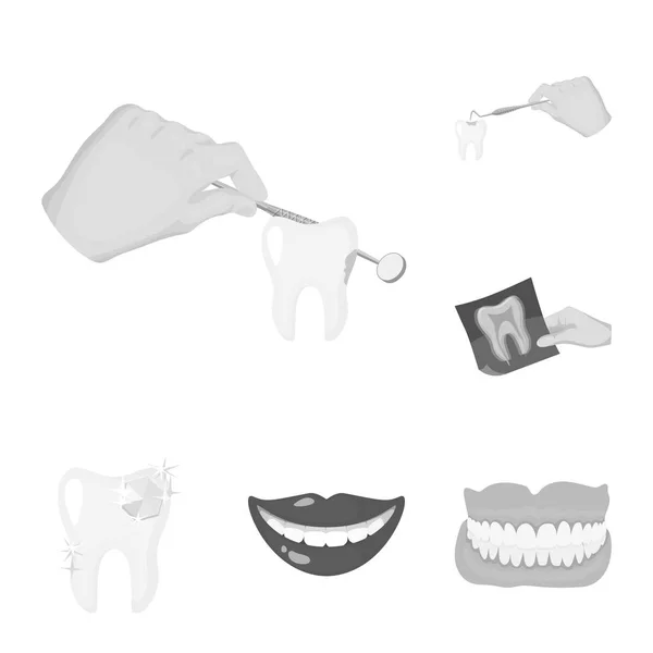 Ilustración vectorial de dientes y logotipo feliz. Juego de dientes y símbolo de stock blanqueador para web . — Vector de stock