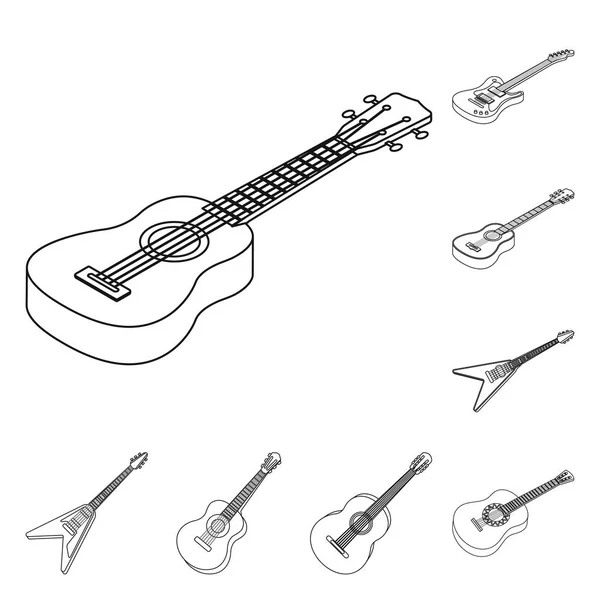 Isolierte Objekt der Rock-und Musik-Ikone. Set aus Rock und Instrumentenstock Symbol für Web. — Stockvektor