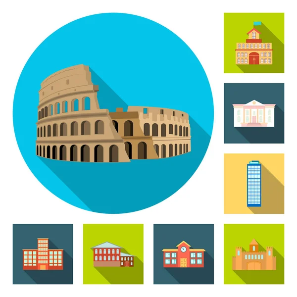 Vector illustration of building and city icon. Collection of building and business vector icon for stock. — Stock Vector