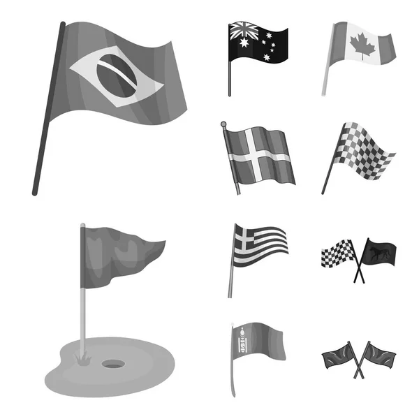 Vector ontwerp van wereld en vlag icoon. Set van wereld en lint aandelensymbool voor web. — Stockvector