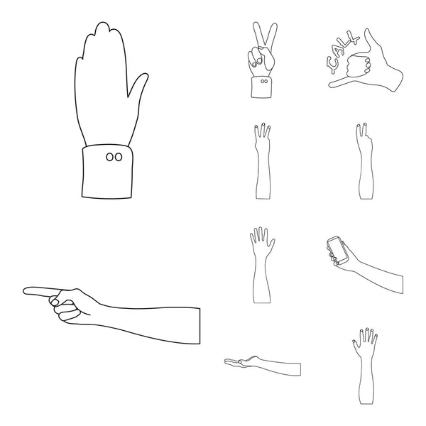 Oggetto isolato di simbolo animato e pollice. Set di simboli animati e gestuali per il web . — Vettoriale Stock