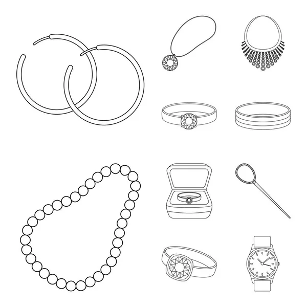 Conception vectorielle de bijoux et de collier signe. Collection de bijoux et pendentif stock symbole pour le web . — Image vectorielle