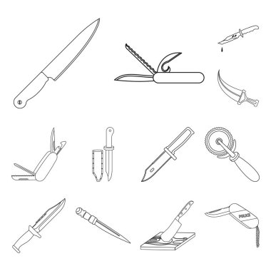 Bıçak ve kesim simgesi yalıtılmış nesne. Bıçak ve hisse senedi için düz vektör simge kümesi.