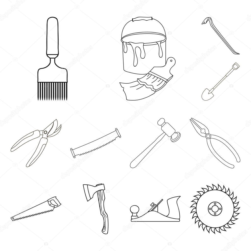 Vector design of tool and construction logo. Collection of tool and carpentry vector icon for stock.