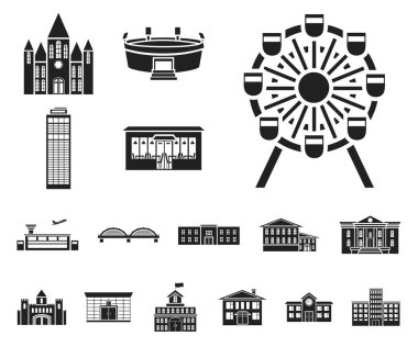 Set koleksiyonu tasarım için bina onarım siyah simgeler. Sembol stok web illüstrasyon vektör yapı malzemesi ve araçları.